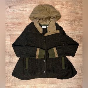 NWT! Anthropologie Sleeping on Snow Hooded Wool Sweater Jacket Size XS